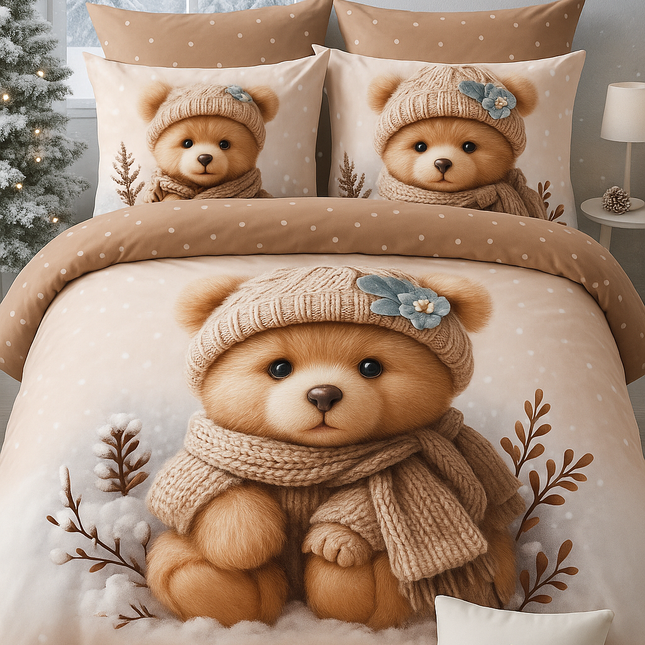 Lenjerie Premium cu efect panoramic 5D, cearșaf cu elastic, Cod: CDC-27