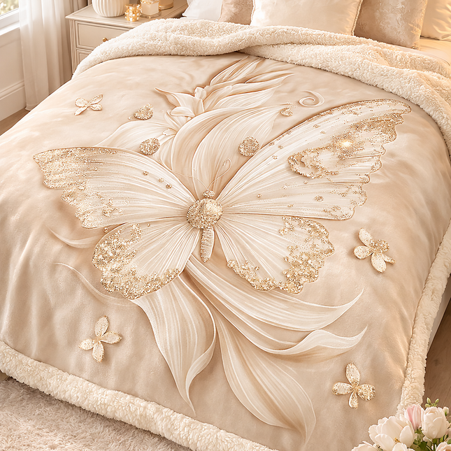 Pătură Cocolino Premium cu Blăniță Sherpa 200x230 cm – Imprimeu Mare 3D, Cod: PSRN3