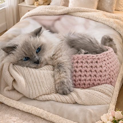 Pătură Cocolino Premium cu Blăniță Sherpa 200x230 cm – Imprimeu Mare 3D, Cod: PSRN7