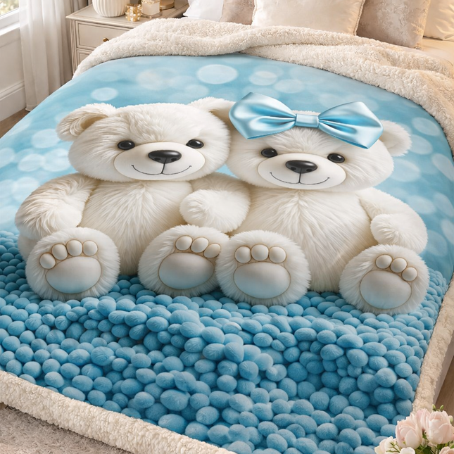 Pătură Cocolino Premium cu Blăniță Sherpa 200x230 cm – Imprimeu Mare 3D, Cod: PSRN6