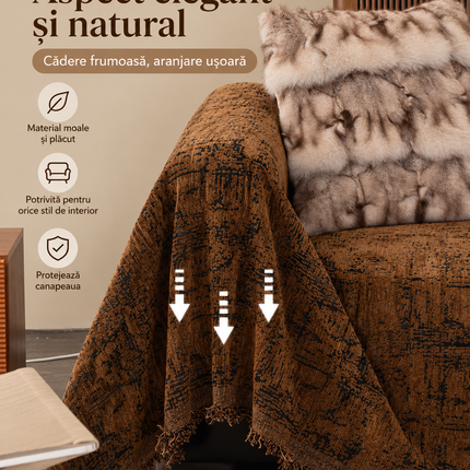Husă pentru canapea din chenille, maro, 180 × 300 cm, Cod: PRMV7