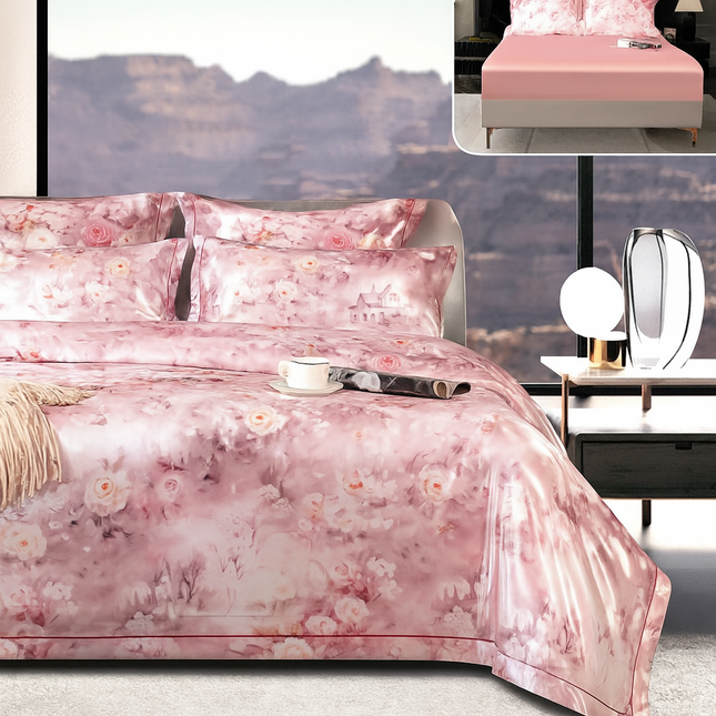 Lenjerie Luxury din Satin, 6 piese, cearșaf cu elastic, Cod: SLXP5
