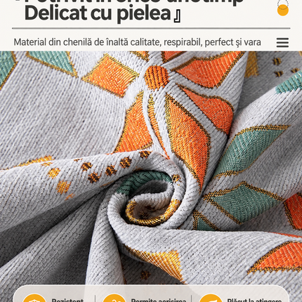 Husă decorativă pentru canapea din chenille, model geometric multicolor, 180 × 300 cm, Cod: PRMV14