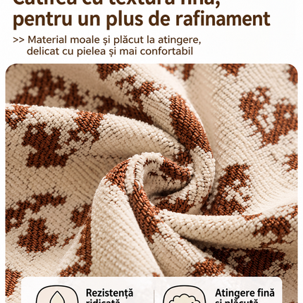 Husă pentru canapea din chenille, model animal print, crem și maro, 180 × 300 cm, Cod: PRMV12