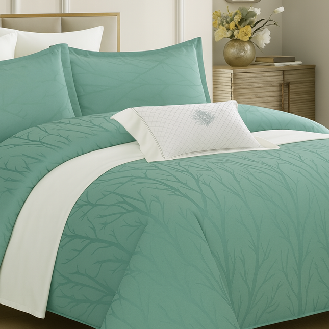 Set lenjerie de Lux jacquard, 4 piese, pat 2 persoane, cearșaf cu elastic Cod: JQC13