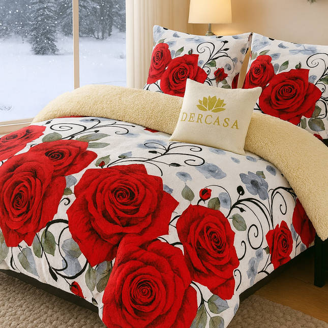 Lenjerie de Pat Cocolino cu Blăniță Sherpa – Set 4 Piese, cod: SHPA4