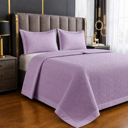 Cuvertură de Pat tip Saten Matlasată — Set 3 Piese, 200x230 cm, Cod: SAT002
