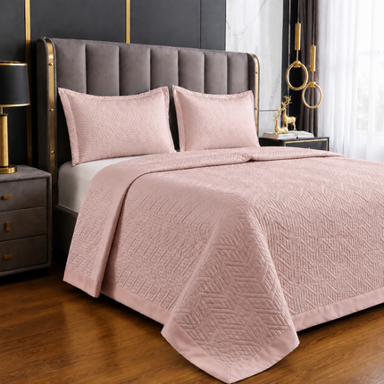 Cuvertură de Pat tip Saten Matlasată — Set 3 Piese, 200x230 cm, Cod: SAT006