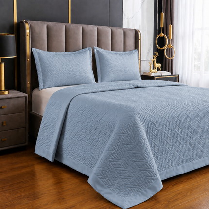 Cuvertură de Pat tip Saten Matlasată — Set 3 Piese, 200x230 cm, Cod: SAT009