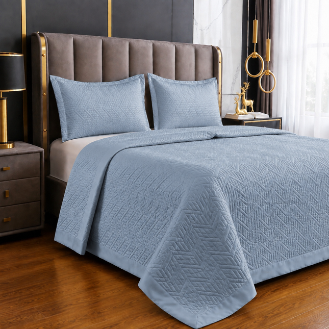 Cuvertură de Pat tip Saten Matlasată — Set 3 Piese, 200x230 cm, Cod: SAT009