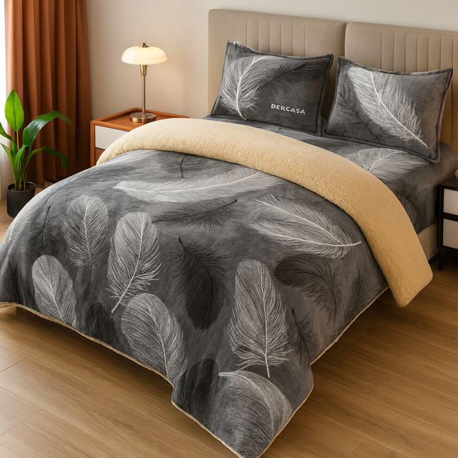 Lenjerie de Pat Cocolino cu Blăniță Sherpa – Set 4 Piese, cod: SHPA18