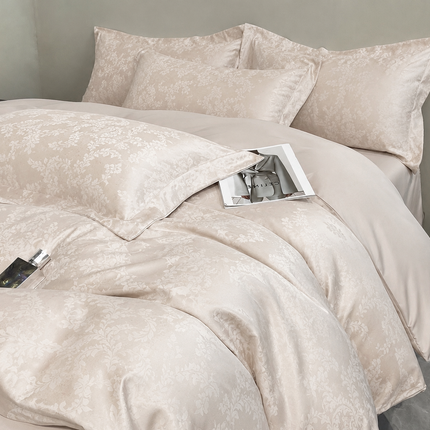 Set lenjerie de Lux jacquard, 6 piese, pat 2 persoane,cearșaf cu elastic, Cod: JQY34