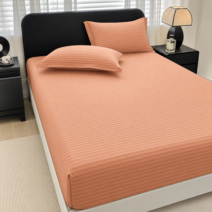 Husă de pat cu elastic tip Damasc + 2 Fețe de Pernă, 140x200 cm, Cod: DRM506