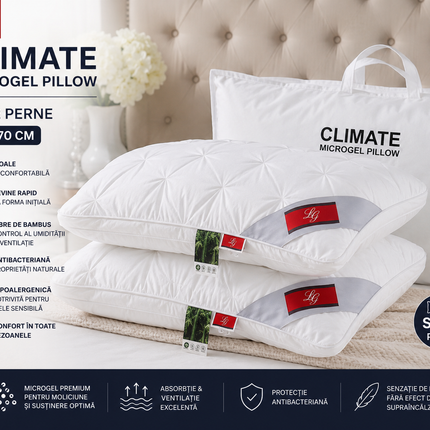Set 2xPernă Climate Microgel Pillow 50×70 cm – Confort Premium pentru un Somn Odihnitor, Cod: PMW18