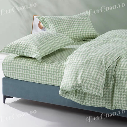Lenjerie de Lux din Damasc Finetat Deluxe cu 6 piese-cearșaf de pat cu elastic(țesătură tip damasc) Cod: DAE91