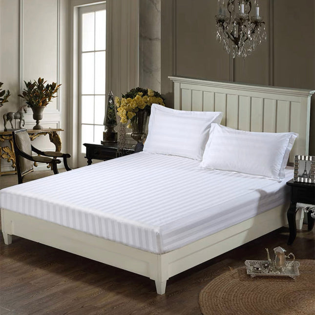 Cearceaf de pat cu elastic 160 x 200 cm Damasc Bumbac cu dunga de 1 cm PCP1