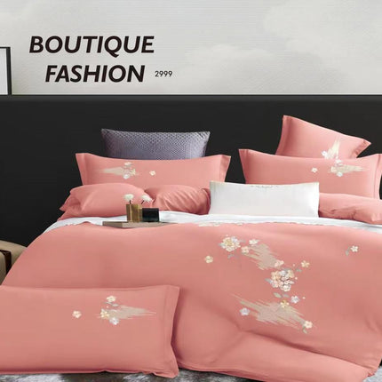 Lenjerie de Lux din Bumbac catifelat cu broderie 4 piese Cod: KH5