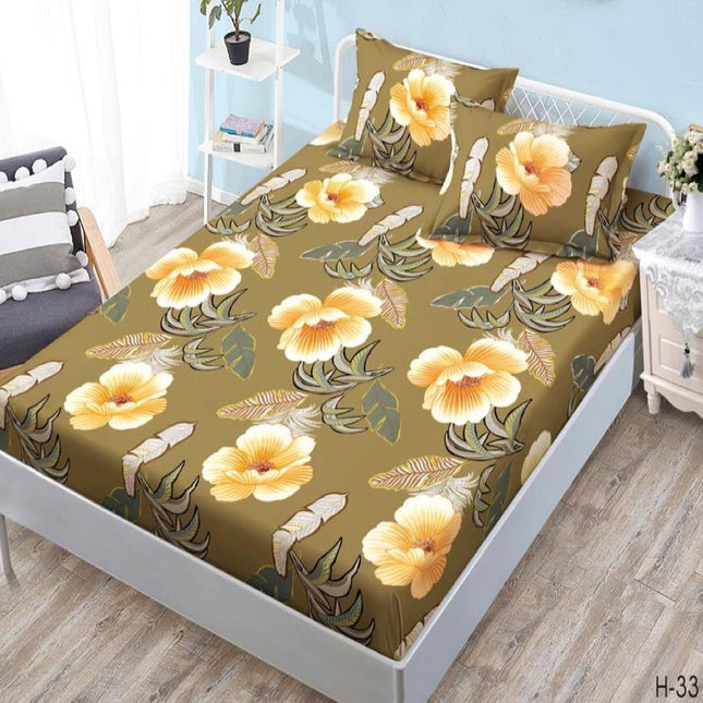 Husa de pat cu elastic din Bumbac Finet + 2 Fete de Perna, Pat 2 Persoane -Cod: DER50