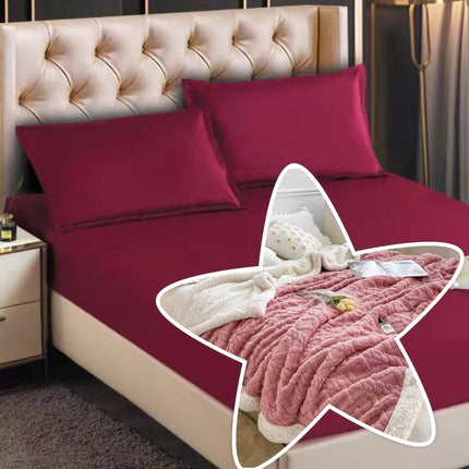 Husă elastic tercot + 2 fețe de pernă + PĂTURĂ cu blăniță Cod: HTP10