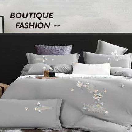 Lenjerie de Lux din Bumbac catifelat cu broderie 4 piese Cod: KH10