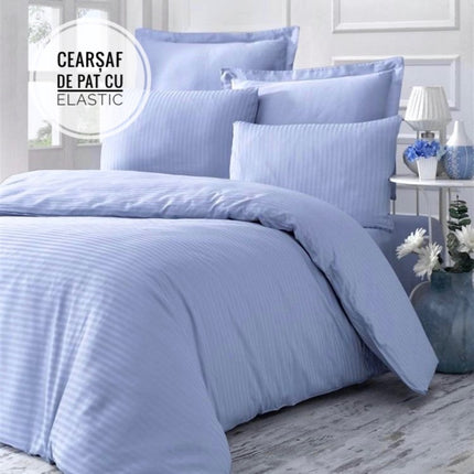 Lenjerie de Lux din Damasc Finetat Deluxe cu 6 piese-cearșaf de pat cu elastic Cod: DAE6