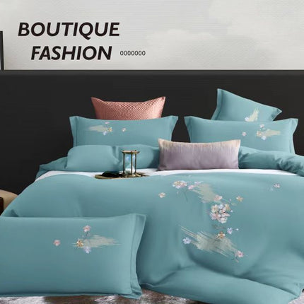 Lenjerie de Lux din Bumbac catifelat cu broderie 4 piese Cod: KH1
