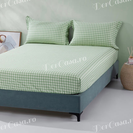 Lenjerie de Lux din Damasc Finetat Deluxe cu 6 piese-cearșaf de pat cu elastic(țesătură tip damasc) Cod: DAE91