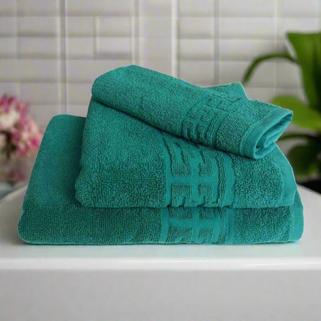 Set de 3 prosoape din bumbac 100% cu putere mare de absortie verde