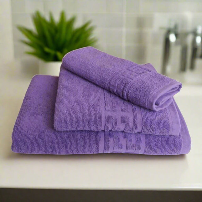 Set de 3 prosoape din bumbac 100% cu putere mare de absortie lila