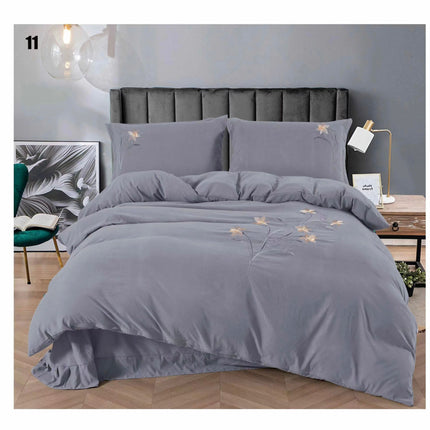 Lenjerie de Lux din Bumbac catifelat cu broderie 4 piese Gri Cod: WH1