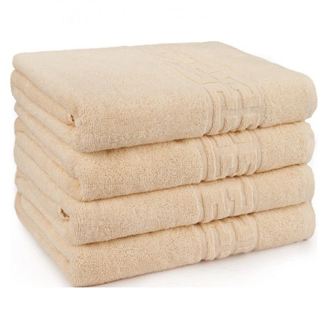 Set de 4 prosoape din bumbac 100% cu putere mare de absortie Crem deschis– 50 x 90 cm Elegance