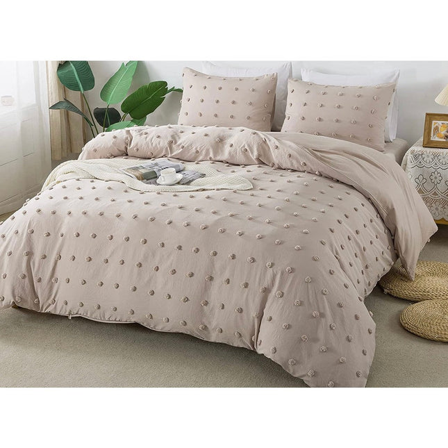 Lenjerie de pat eleganta 4 anotimpuri din broderie cu smocuri Cod: 4F10