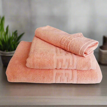 Set de 3 prosoape din bumbac 100% cu putere mare de absortie somon