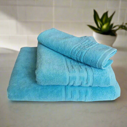 Set de 3 prosoape din bumbac 100% cu putere mare de absortie bleu