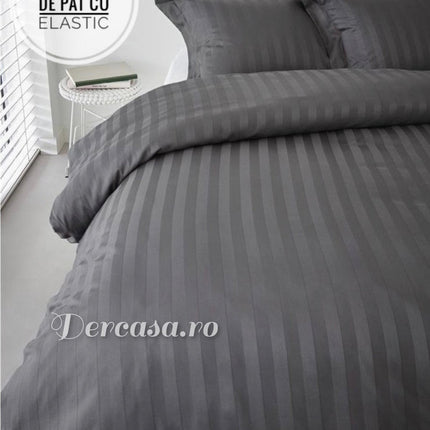 Lenjerie de Lux din Damasc Finetat Deluxe cu 6 piese-cearșaf de pat cu elastic Cod: DAE46